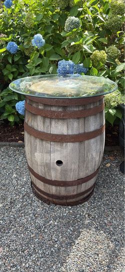 Wine barrel with glass top