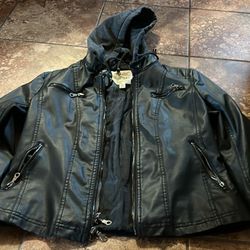 Women’s Leather Hoodie Jacket 