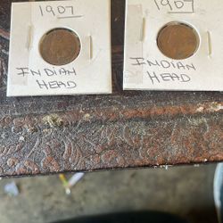 1907 Indian Head Pennies 