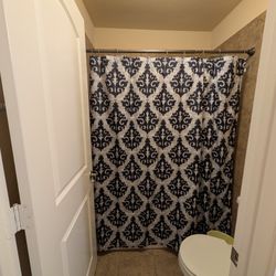 Modern Black & White Damask Shower Curtain Set – Includes Liner & Hooks