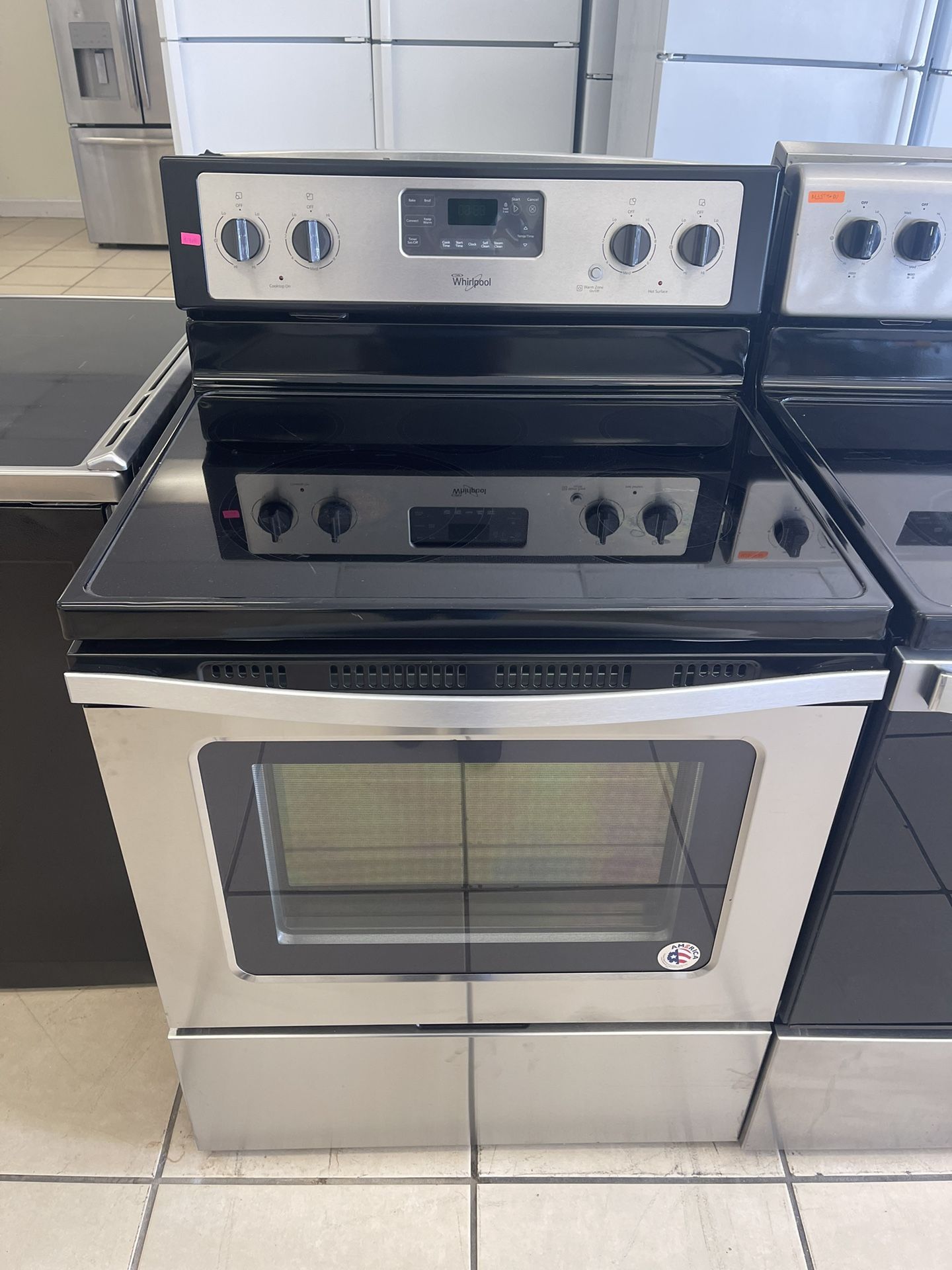 WHIRLPOOL GLASS TOP STOVE STAINLESS STEEL 