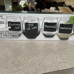 Four Chalkboard Wine Glass Set
