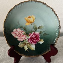 Hand Painted Trianon Floral Plate From Germany