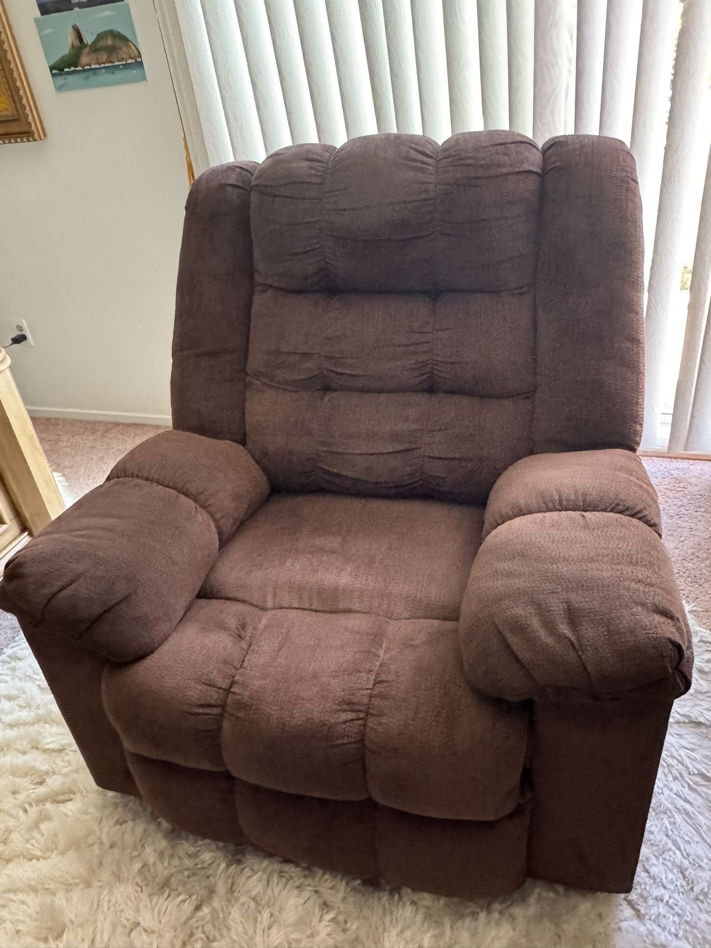 Oversized Brown Plush Recliner Chair