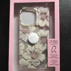 kate spade new york Protective Hardshell Case for iPhone 13 Pro - Hollyhock Floral Clear