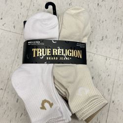 NWT True Religion Men's half cushioned Mid Crew  Socks 12 Pack