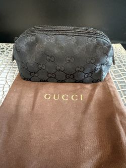 Gucci, black canvas makeup bag