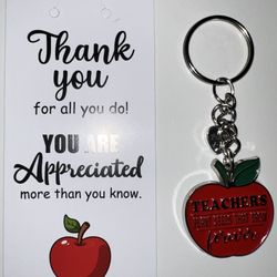 Teacher appreciation keychains school apple  