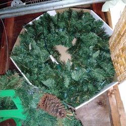 New Wreath In Box. With Electrical Lights