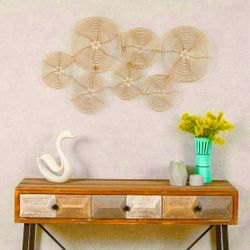 36.6” Metal Gold Finish Swirl Plates Wall