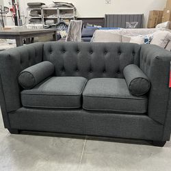 Brand New! Charcoal Grey Loveseat, Grey Sofa , Small Sofa For Bedroom, Living Room Couch, Grey Couch, Office Couch,sofa, Grey Sofa, Tufted Sofa