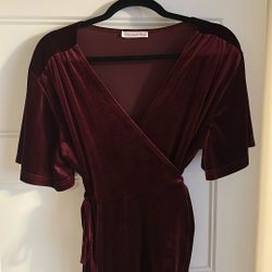 Maroon Velvet Wrap Dress