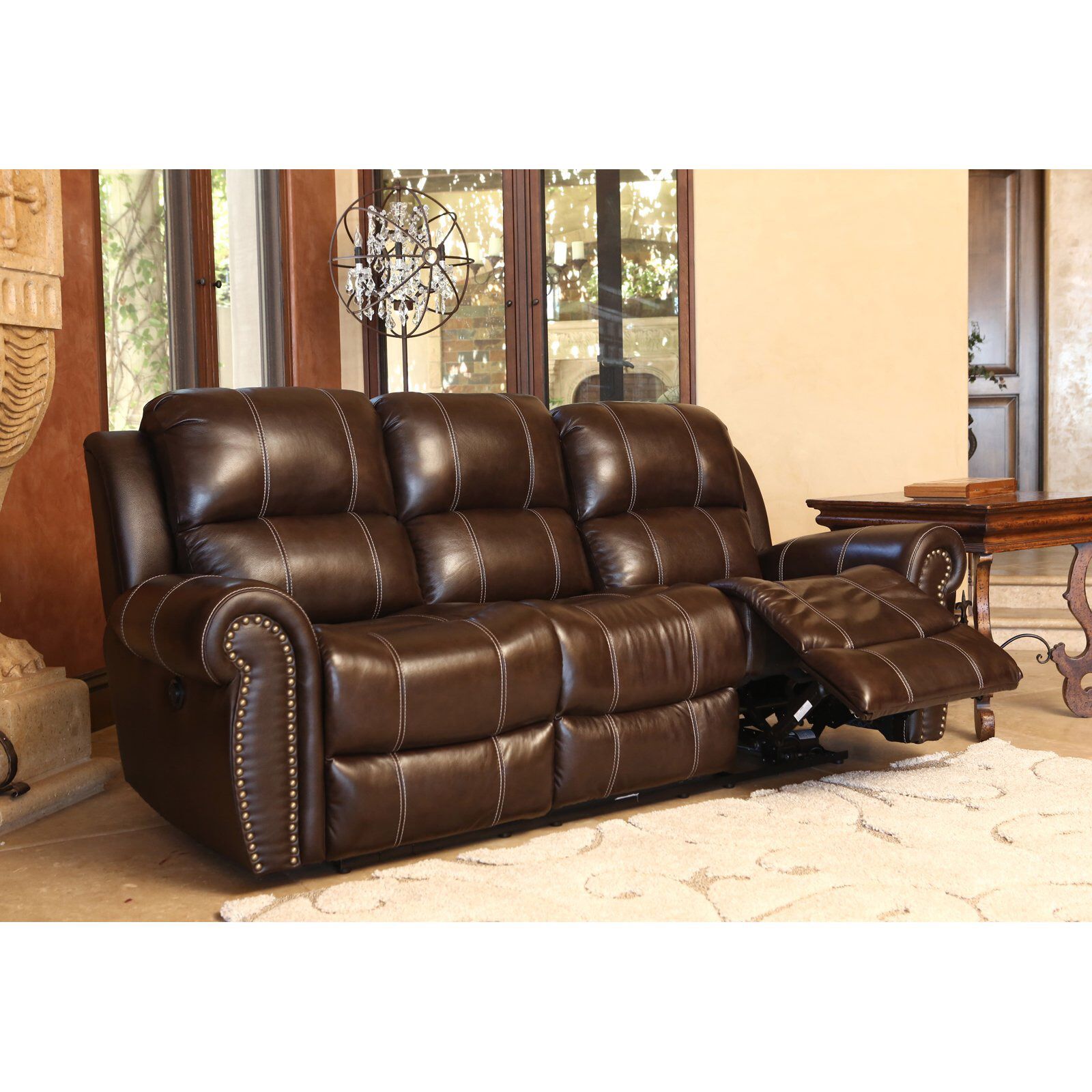 Real genuine Italian leather power recliner sofa loveseat and chair brown