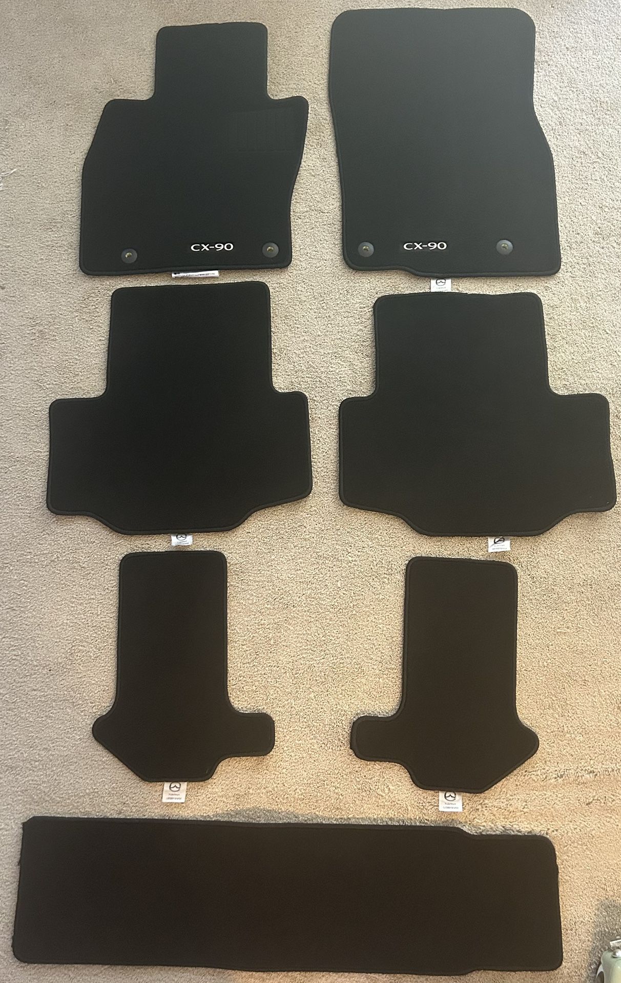 2024-2025 Mazda CX-90 7pc OEM Black Carpet Floor Mat Set
