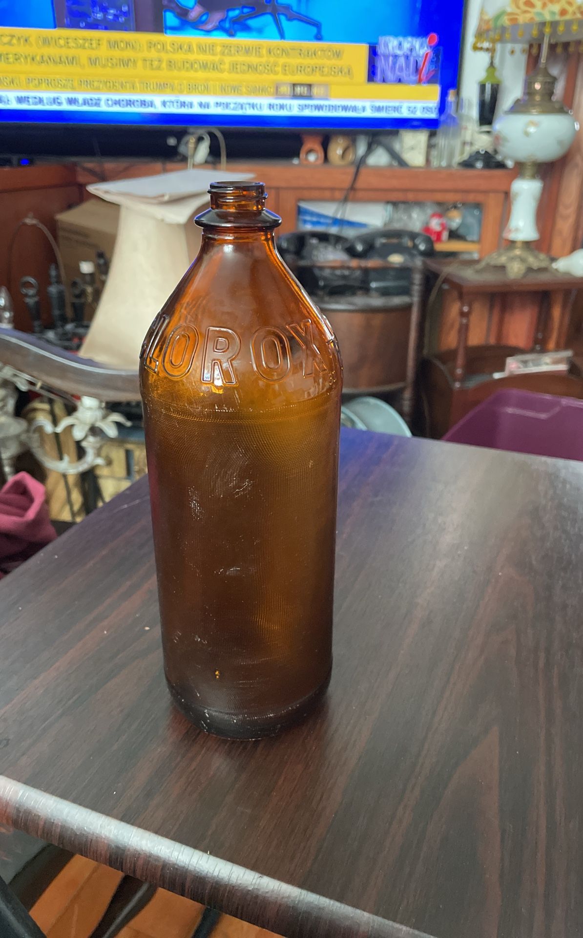 1940’s Clorox Antique Bottle Very Good Condition Amber Glass