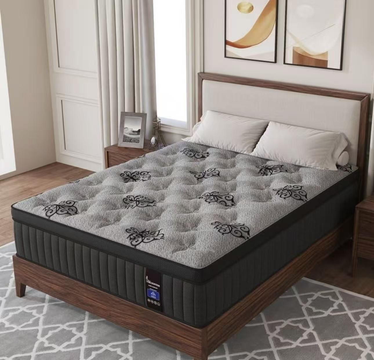 Viscountess 12" King Hybrid Mattress in a Box with Gel Memory Foam Pocket Innerspring Medium Firm Euro Top for Motion Isolation