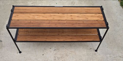 Folding 2-Tier Shoe Rack Entryway Bench Shelf