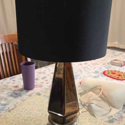 Set of 2 Modern Smoked Glass Table Lamps with USB Ports