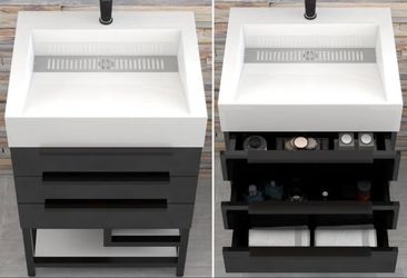NEW 24" Bathroom Vanity Combo with Integrated Sink - Glossy Black