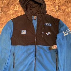 Detroit Lions Zipper Fleece Hoodie Jacket In Size Small-XLarge