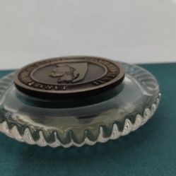 VINTAGE GLASS - METAL PAPERWEIGHT 3.5"×.5" - AF1000