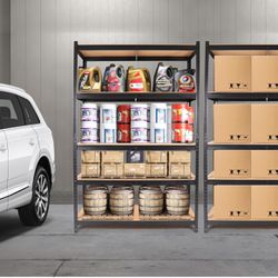 ✌️ 5 Tier Large Adjustable Shelving Unit, 47" W x 17.7" D x 71" H Wider Metal Garage Storage Shelves with Support Beams, Heavy Duty Storage Utility 