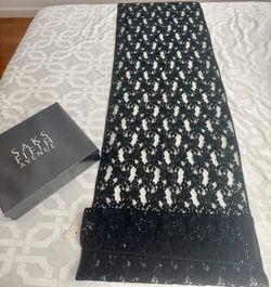 Designer Adrienne landau gorgeous table runner black beaded rhinestones New with tags Approx 88” L x 24” W MSRP $395
