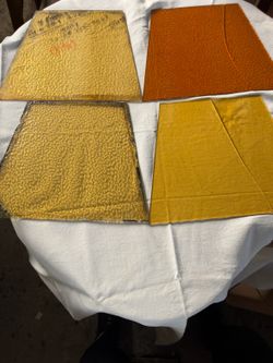 Large Lot of Textured Amber & Gold Stained Glass Sheets