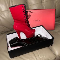 Black & Red Pleaser Boots 