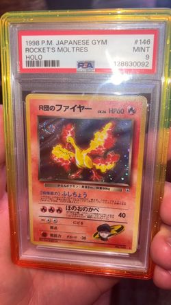 PSA 9 Rocket's Moltres Holo 1998 Japanese Gym