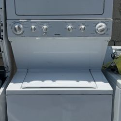 stacked Kenmore Gas Washer and Dryer