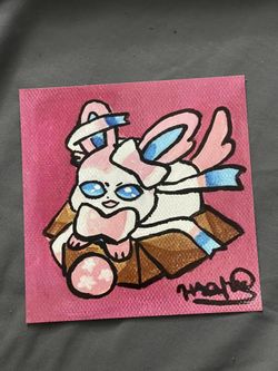 5 by 5 inch print of my Sylveon artwork