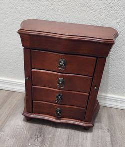 Wooden tabletop jewelry box armoire