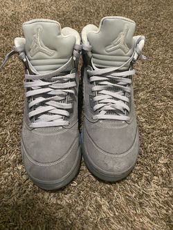 Air Jordan 5 Grey Suede High-Top Sneakers