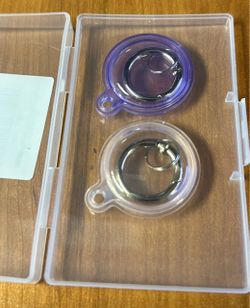 2-Pack Clear Waterproof AirTag Holder Case Keychains (Purple & Clear)