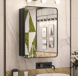 20x26 Inch Black Recessed Mirrored Bathroom Medicine Cabinet. Brand New, very elegant.
