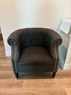 Tufted Barrel Chair with Nailhead Trim
