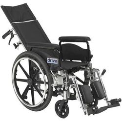 Drive Medical Viper Plus GT Full Reclining Wheelchair, Detachable Full Arms 18" Seat, 1.0 ea