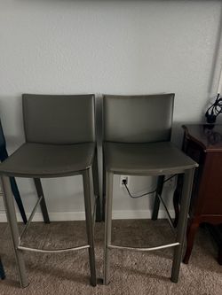 Set of 2 Gray Bar Stools