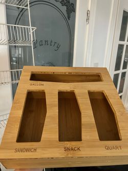 Bamboo Ziplock Bag Organizer Storage Holder