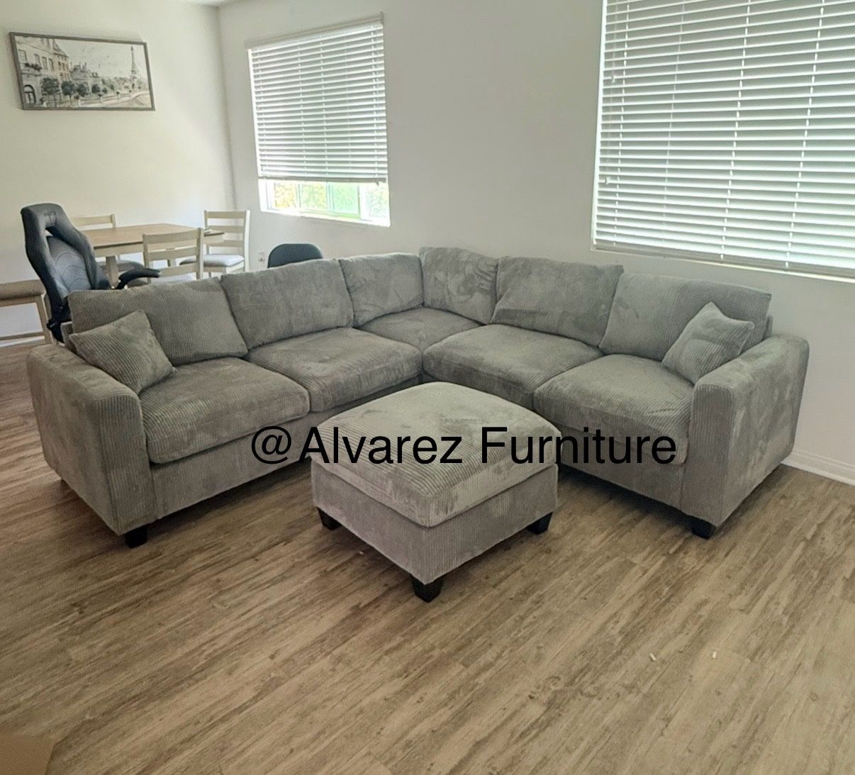 Corduroy Sectional Sofa With Ottoman