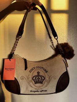 Juicy Couture Beige/Brown Logo Embroidered HandBag & Zip