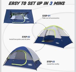 Camping Tent 2-4 Person, Waterproof Windproof Tent with Rainfly Easy Set up-Portable Dome Tents for Camping…