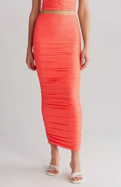 Good American Ruched Satin Maxi Skirt