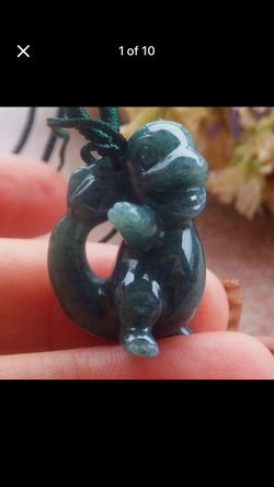 Certificate Jadeite jade Cartoon kids pikachu Charmander Pendant dark green  little fire dragon