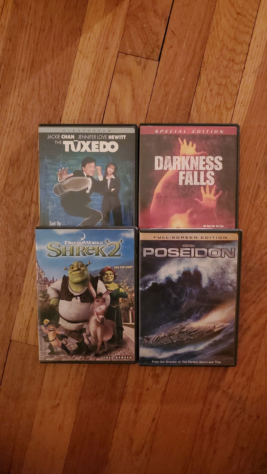 Poseidon, Shrek 2, Darkness Falls & The Tuxedo DVD (Lot of 4)