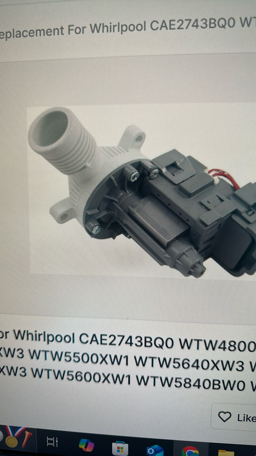 Washer Drain Pump. Only Whirlpool