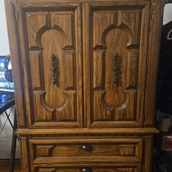 Armoire 1970s Antique Full Wood Construction 