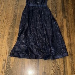 Elegant Navy Blue Sequin Gown