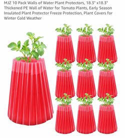 10 Pack Walls of Water Plant Protectors, 18.3" x18.3" Thickened PE Wall of Water for Tomato Plants, Early Season Insulated Plant Protector Freeze Prot